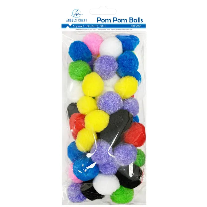Mixed Pom-Poms – Sizes & Colors All in One Pack | 1.18" 60ct Multicolor